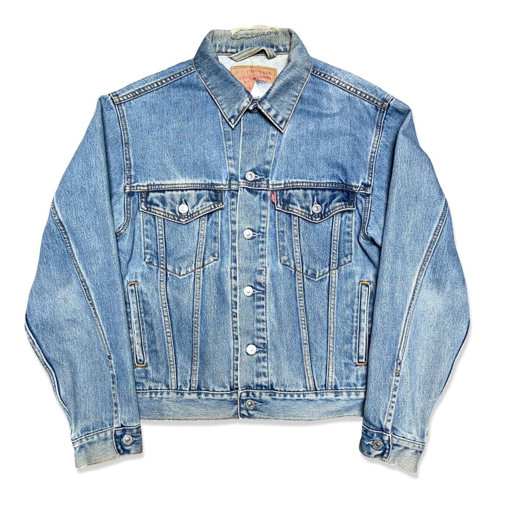Vintage Levi's 70507-0389 Standard Trucker Denim Jacket Size S Blue Distressed